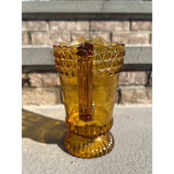 Vintage Early American Pattern Brown Glass Pitcher - Picture 5 of 10